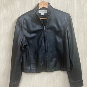 Jones New York Classic Black Leather Jacket
